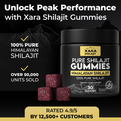 Xara Men's Shilajit Gummies – Testosterone Support + Energy Boost – Organic Ingredients – 30 Gummies