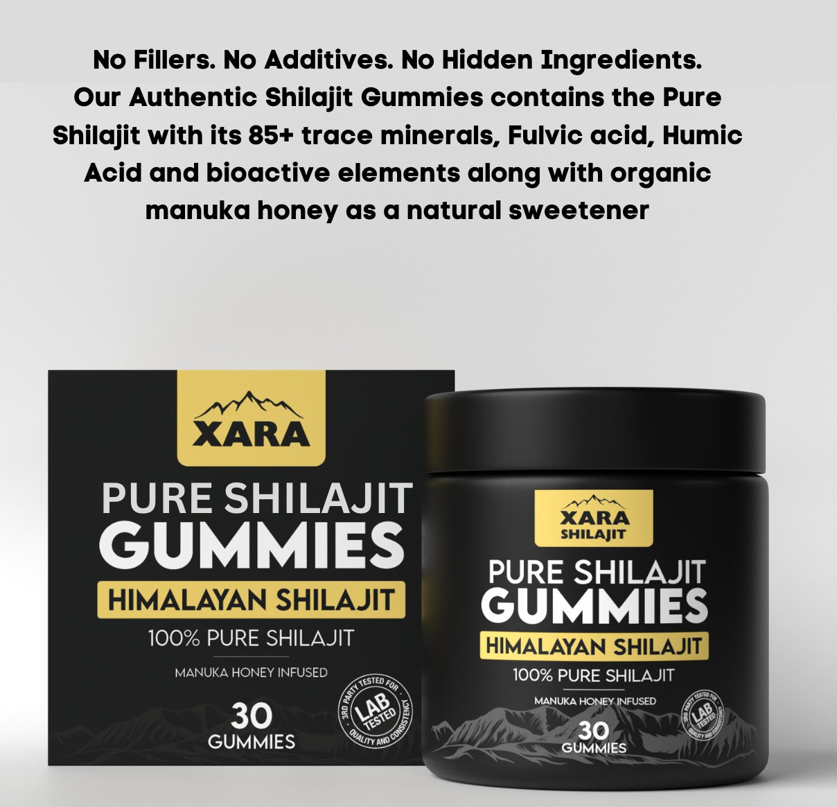 Xara Shilajit Gummies – Pure Shilajit + Manuka Honey – Testosterone & Libido Support – 30 Count