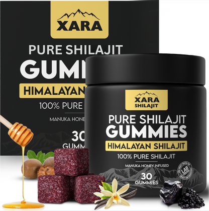 Xara Shilajit Gummies – Pure Shilajit + Manuka Honey – Testosterone & Libido Support – 30 Count