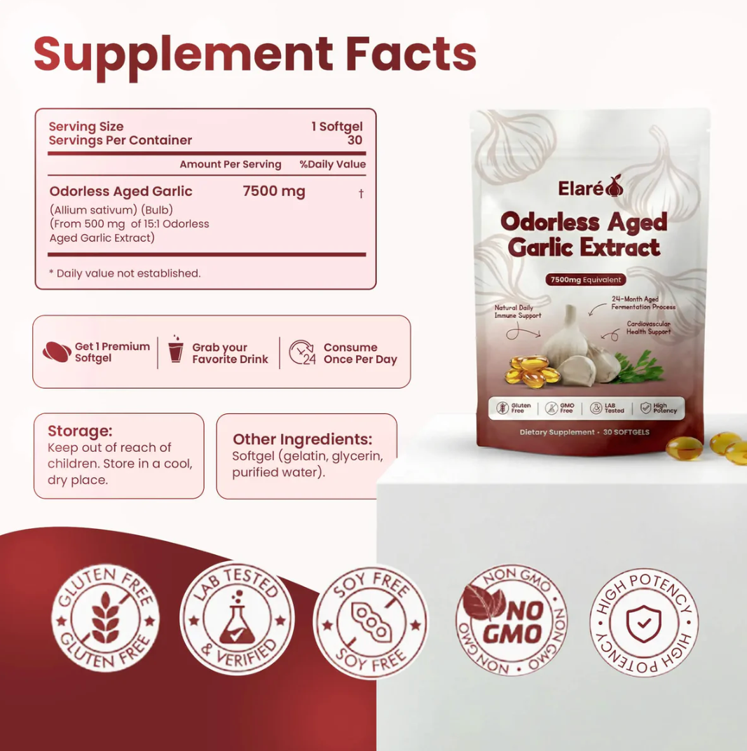 Aged Garlic Extract - 7500mg Odorless Softgels